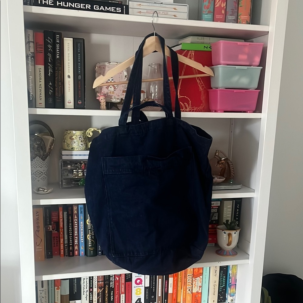 EUC baggu big pocket dark blue denim Tote Bag
